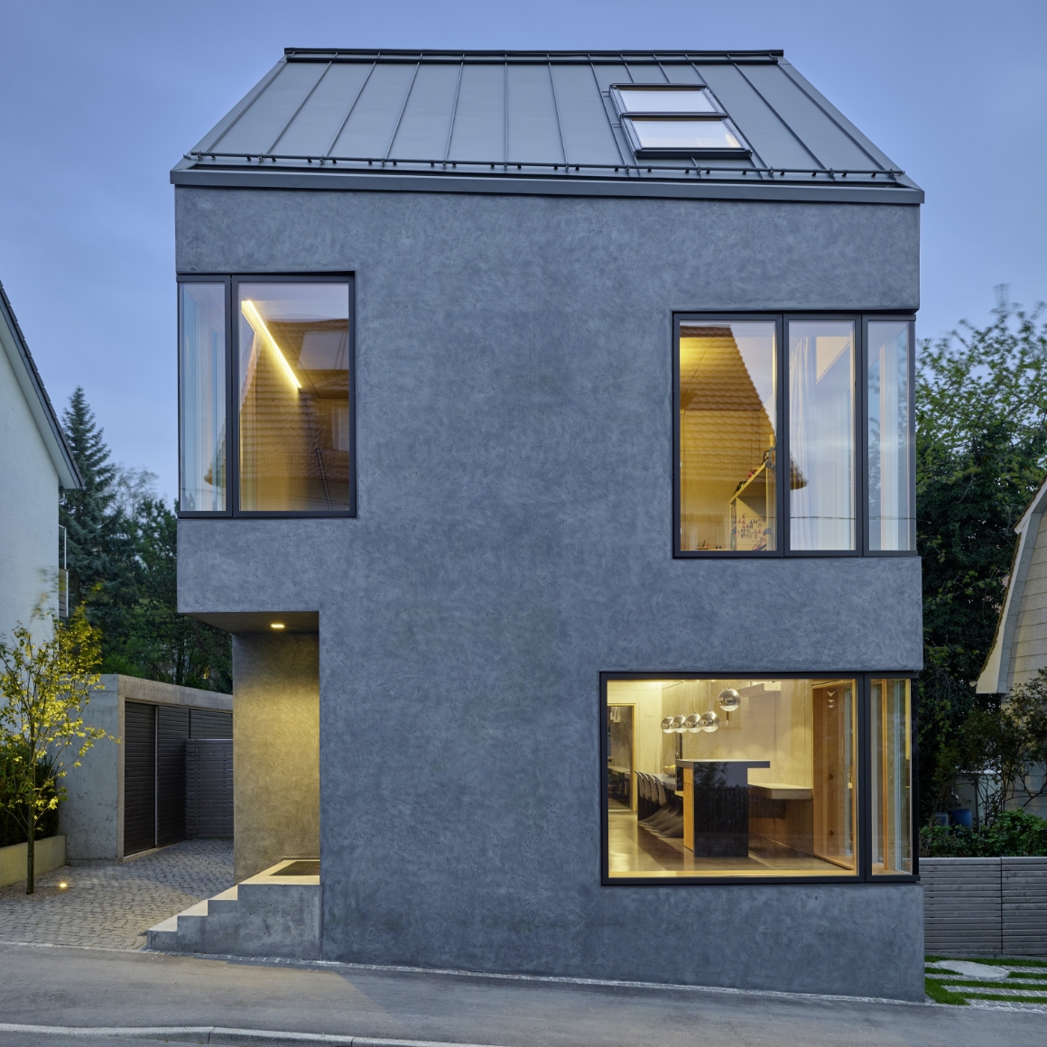 Beleuchtung Privathaus Stuttgart F9 LED Leuchten Luxsystem von Hadler